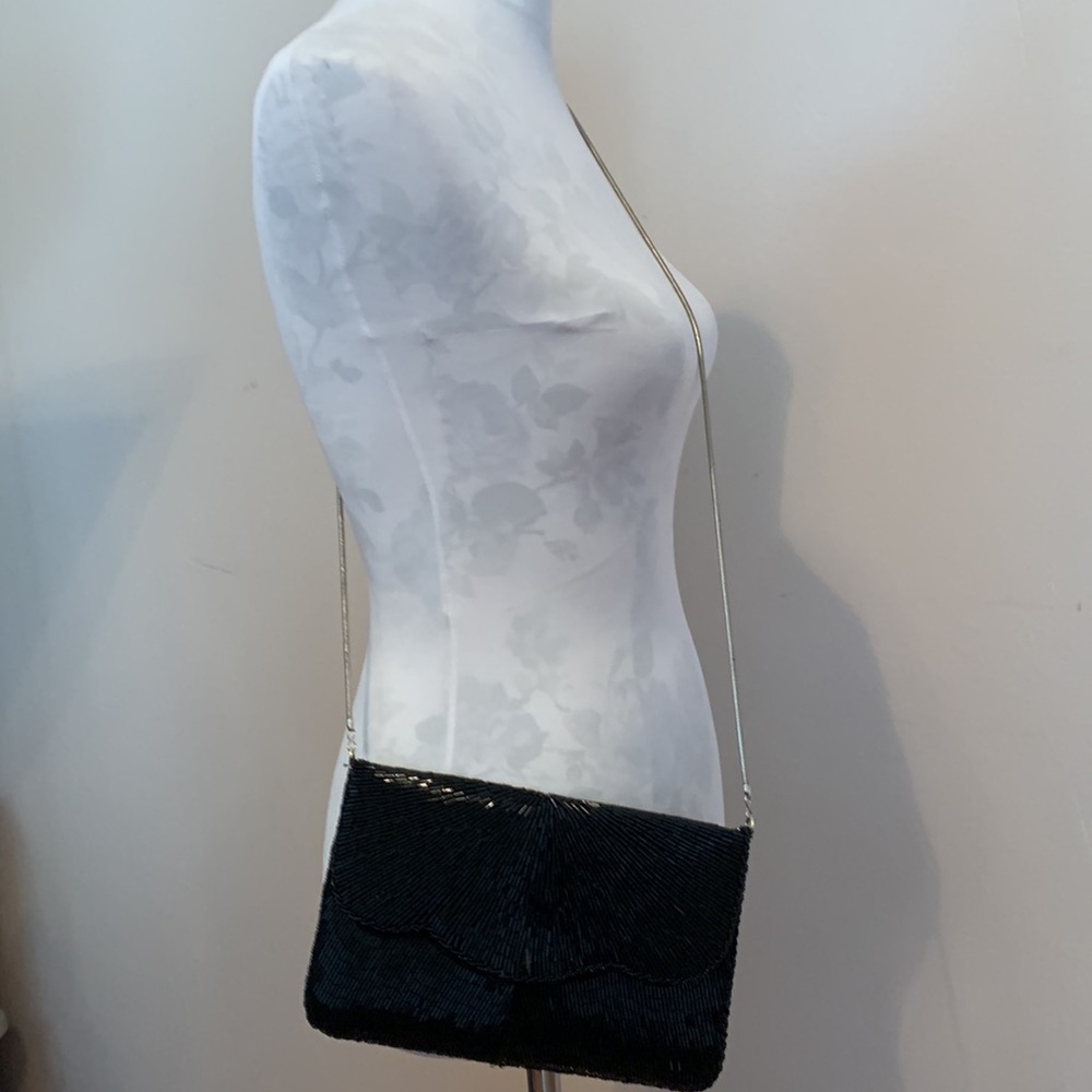 La Regale Black Beaded Evening Clutch/Shoulder Bag - Picture 11 of 12